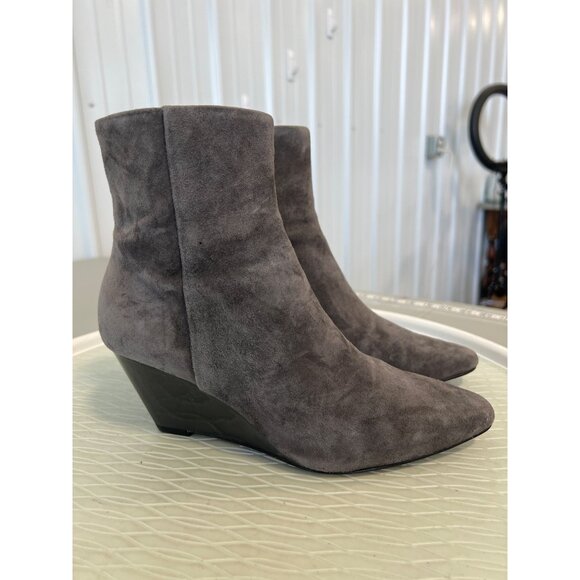 Donald J Pliner Jae Wedge Ankle Bootie Womens 6 Gray Almond Toe Bohemian Hippie - Picture 5 of 9